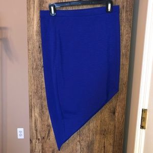 asymmetrical blue skirt